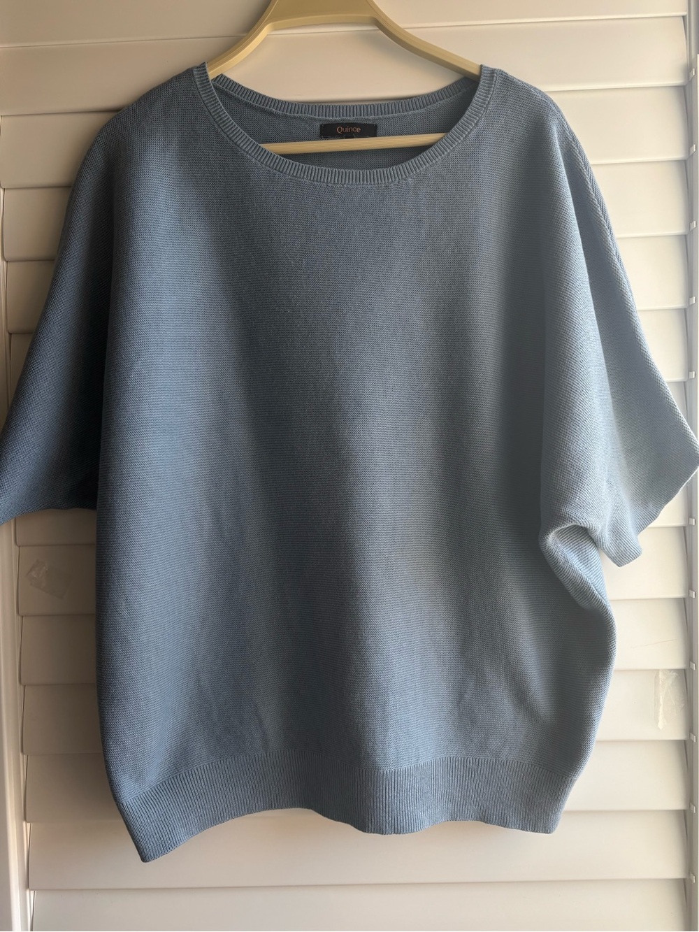 Quince Light Blue Short-Sleeve Crewneck Sweater